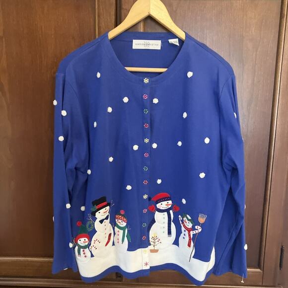 Marisa Christina Dress / Cardigan Set Outfit Women’s Size XL Large Snowman Blue - Picture 14 of 14